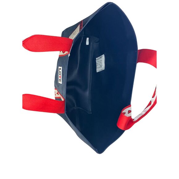 Brighton Love Valentine Tote Bag Navy Blue with Red Hearts - Canvas Shoulder Bag - Picture 6 of 6